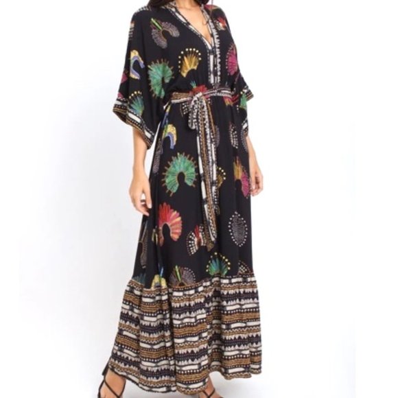 FARM Rio + Yawanawa Wonderful Feathers Headdress Print Maxi Dress - Picture 4 of 16
